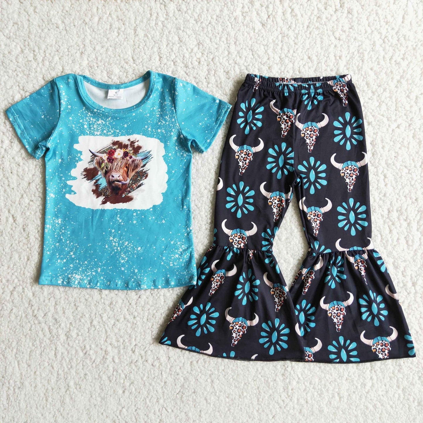 Turquoise Bulls Bells Pants Set