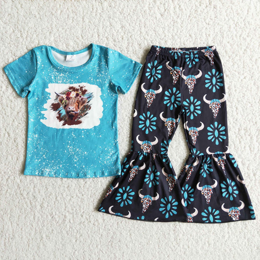 Turquoise Bulls Bells Pants Set