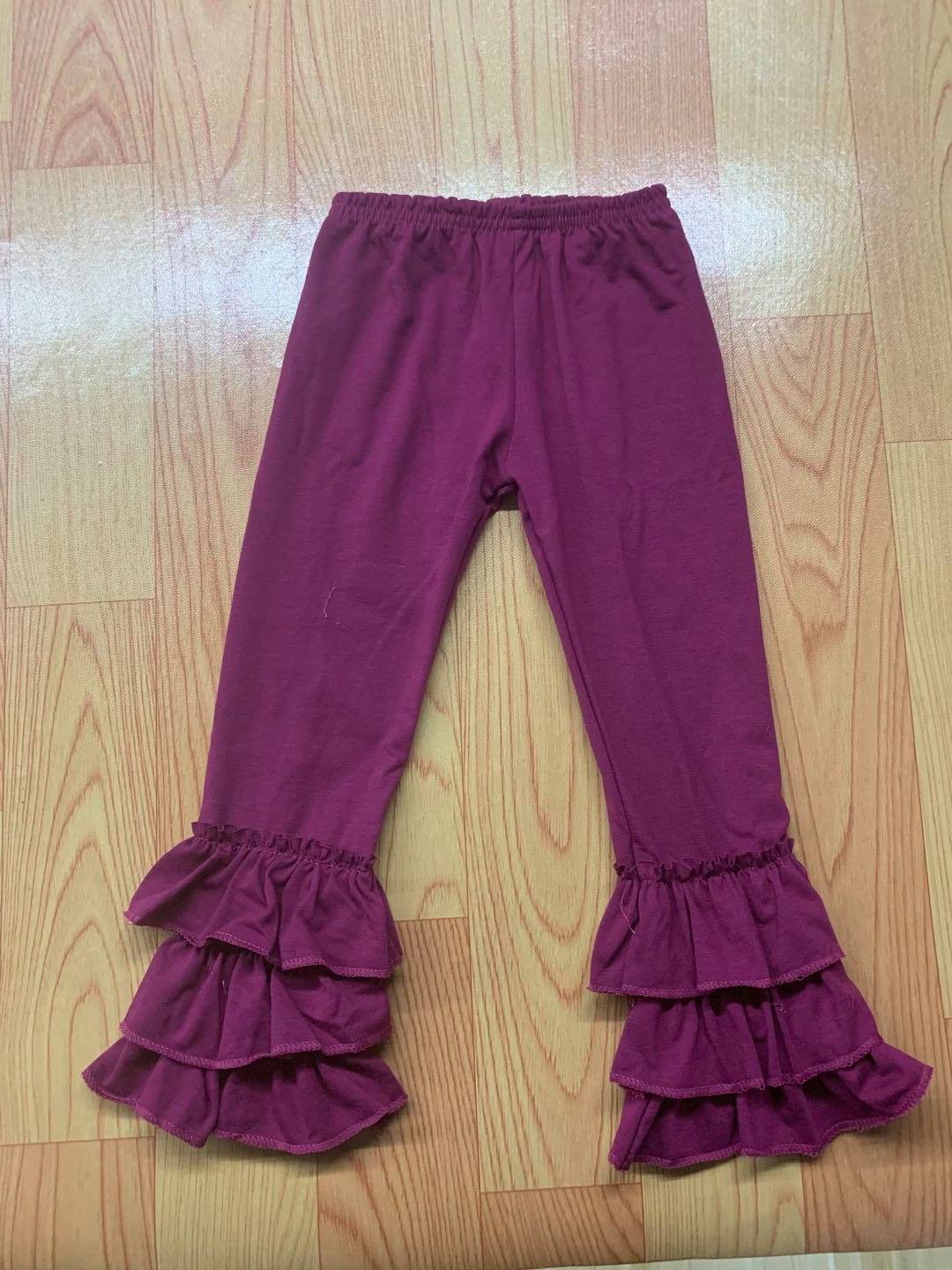 Maroon Ruffled Ankle Leggings
