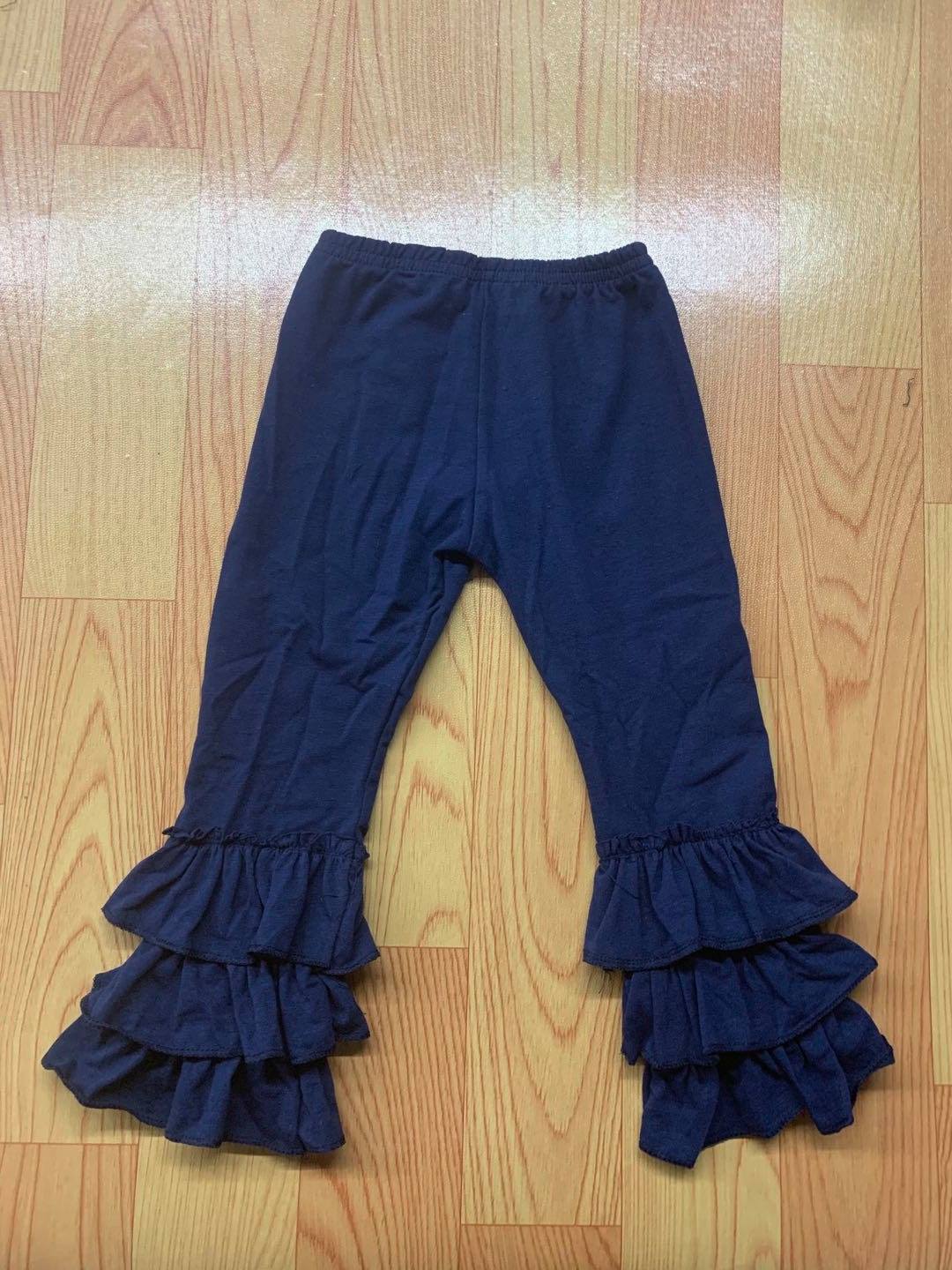 Navy Ruffled Ankle Leggings