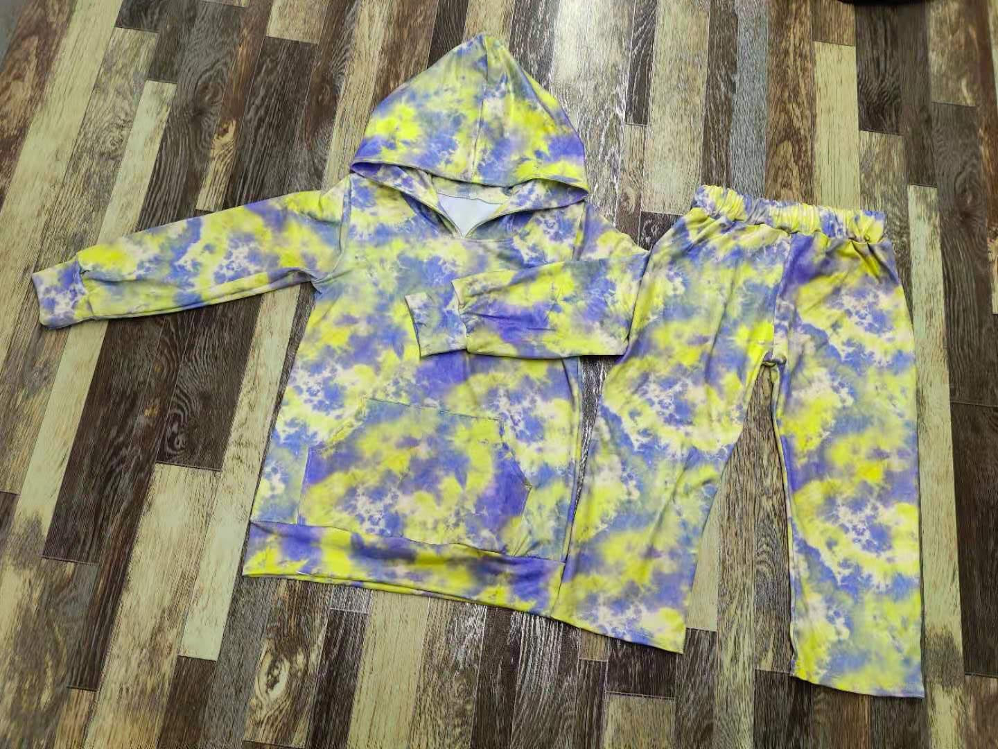 Blue Tie Dyed Hooded Pants Set