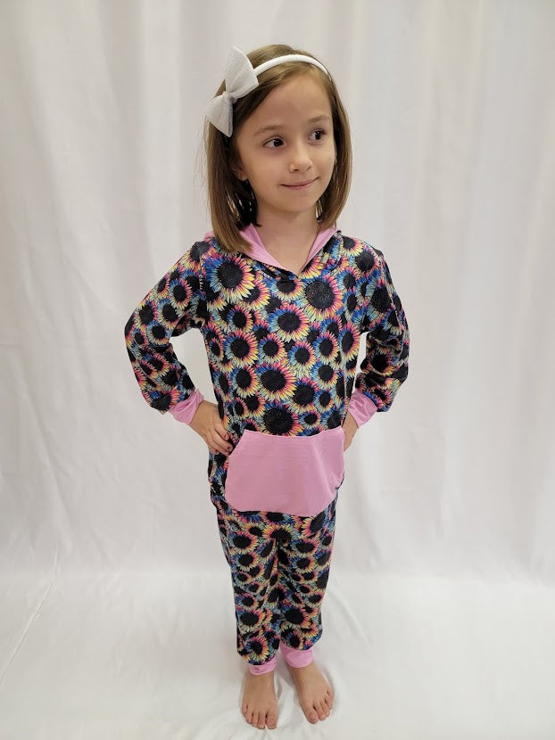 Crazy About Sunflowers Hooded Pants Set