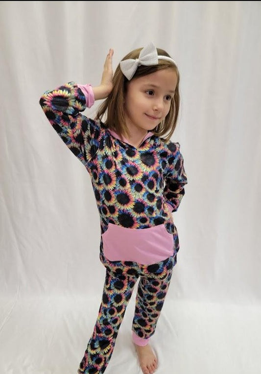 Crazy About Sunflowers Hooded Pants Set