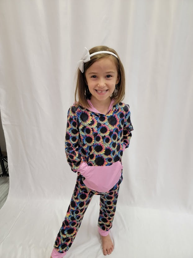 Crazy About Sunflowers Hooded Pants Set