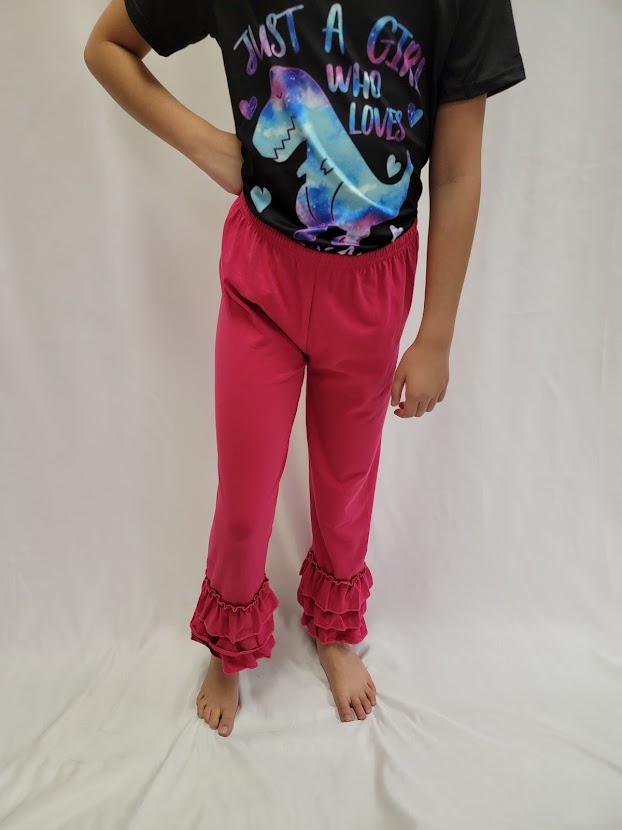 Hot Pink Ruffled Ankle Pants