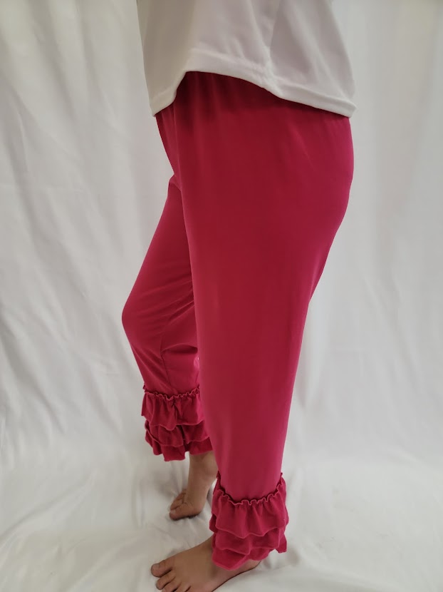 Hot Pink Ruffled Ankle Pants