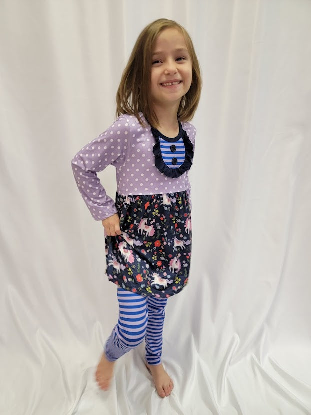 Unicorn Stripes Leggings Set