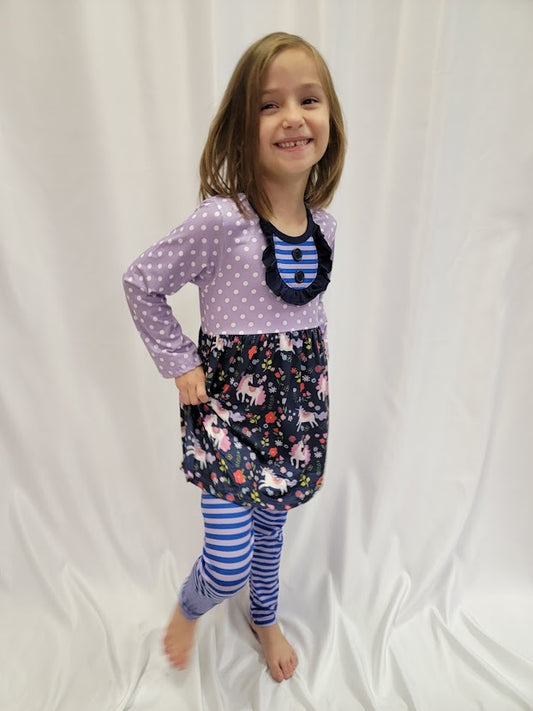 Unicorn Stripes Leggings Set