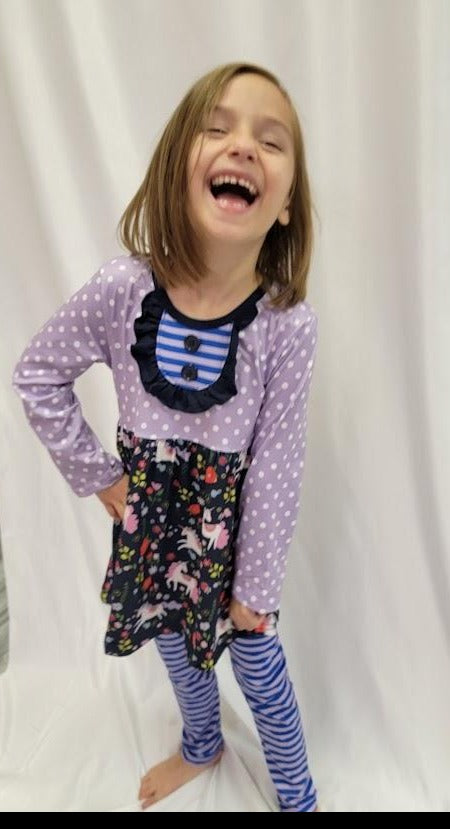 Unicorn Stripes Leggings Set