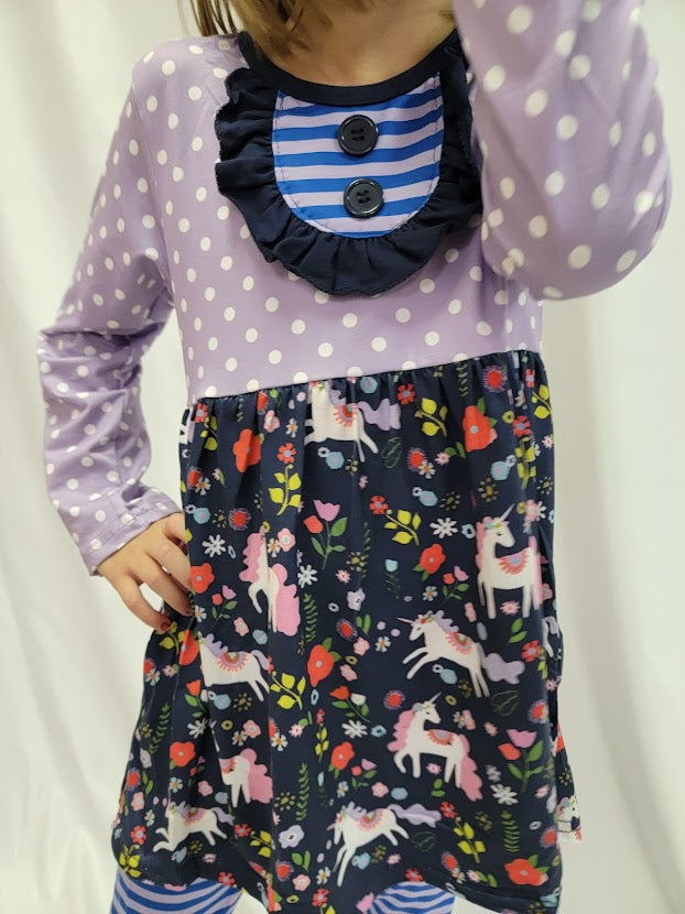 Unicorn Stripes Leggings Set