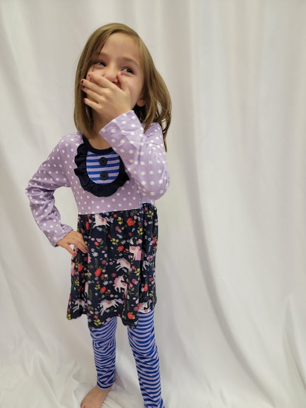 Unicorn Stripes Leggings Set