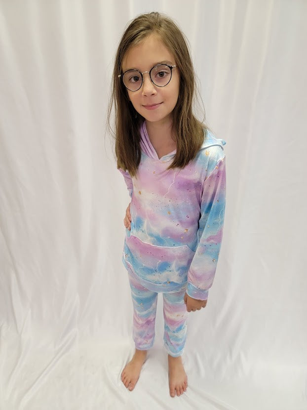 Star Sparkle Tie Dyed Hooded Pants Set