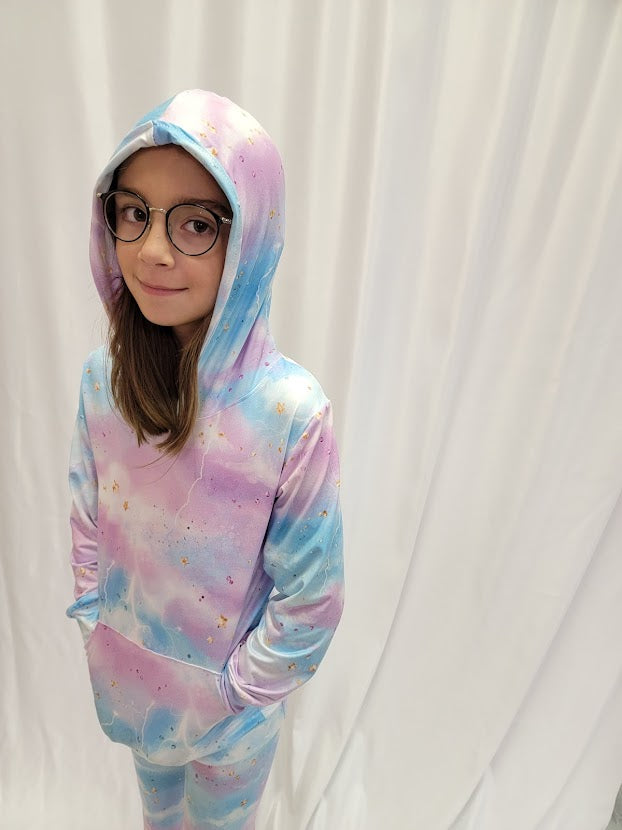 Star Sparkle Tie Dyed Hooded Pants Set