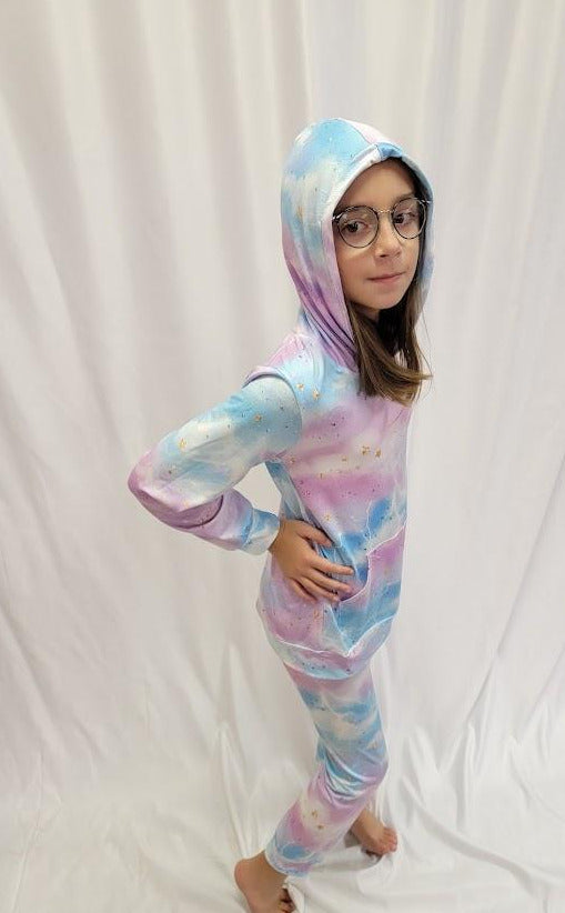 Star Sparkle Tie Dyed Hooded Pants Set