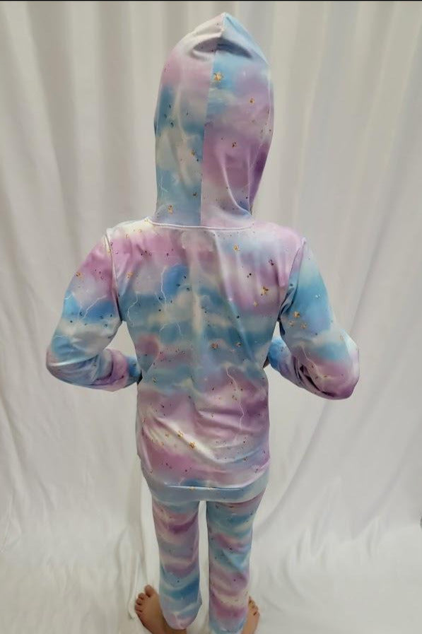 Star Sparkle Tie Dyed Hooded Pants Set