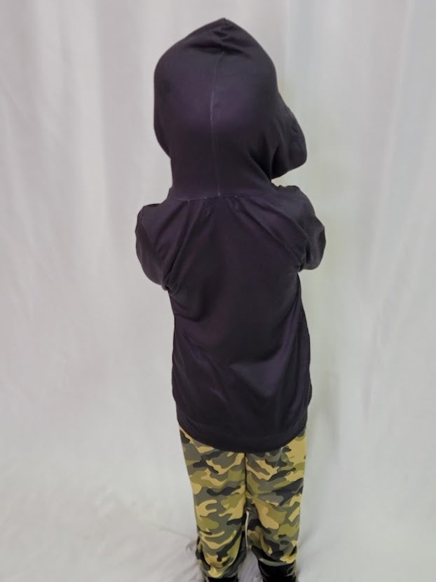 Black Camo Hooded Pants Set