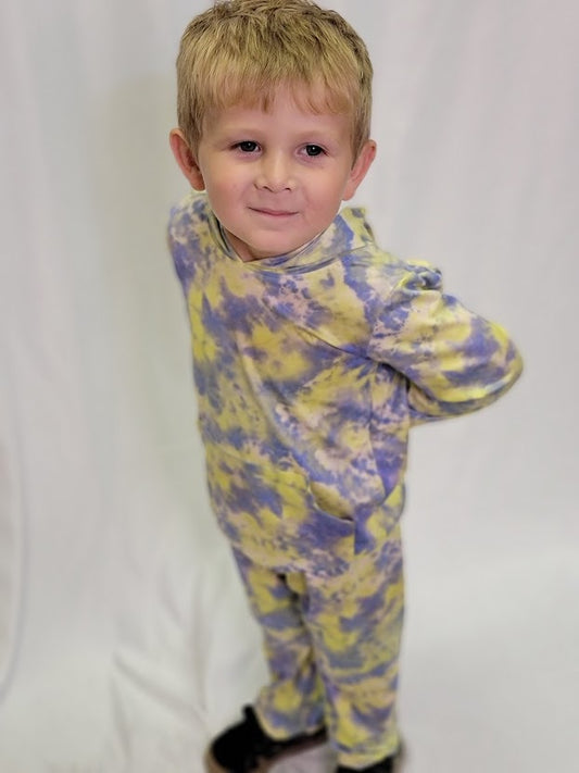 Blue Tie Dyed Hooded Pants Set