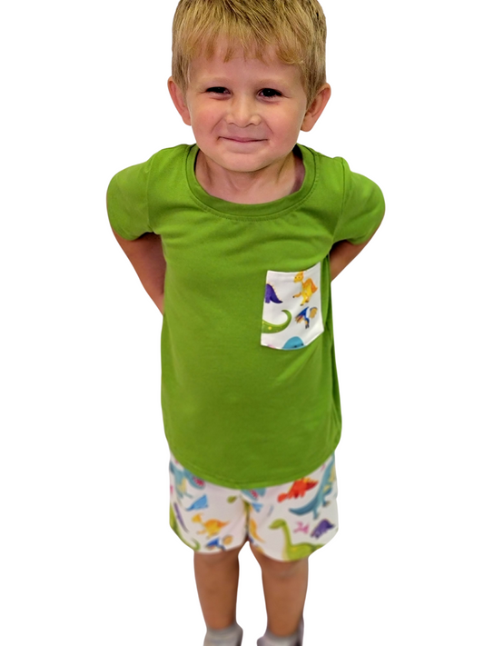 Boys Smiling Dinosaur Shorts Set