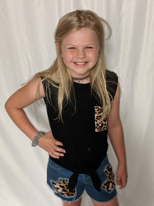 A Touch of Leopard Denim Shorts Set