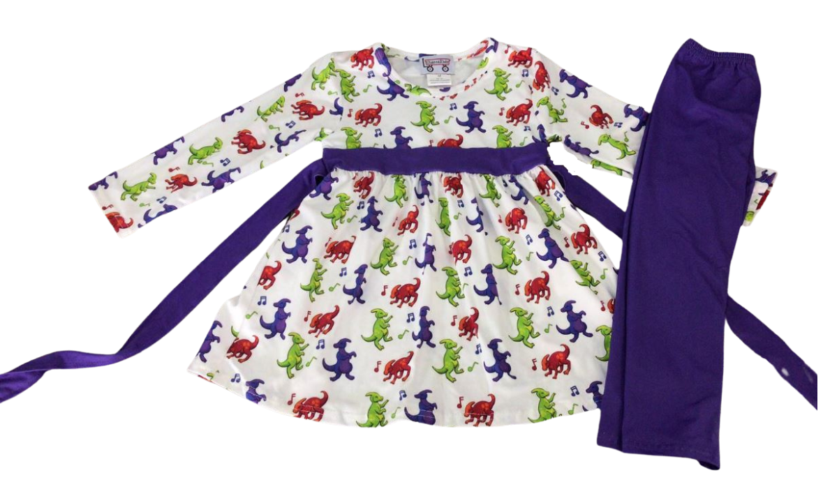Dino Dance Party Tunic w/ Purple Leggings