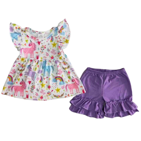 Unicorns & Rainbows Shorts Set